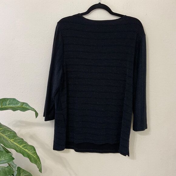 Chico’s Travelers Collection Tunic Top women’s size 3 = XL metallic blk/silver - Picture 3 of 10